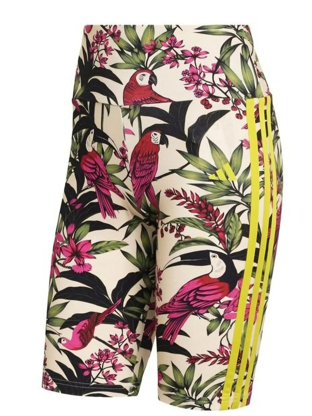 Adidas FARM RIO Tropical Parrot High-Waist Women's Bike Shorts - Pink Floral